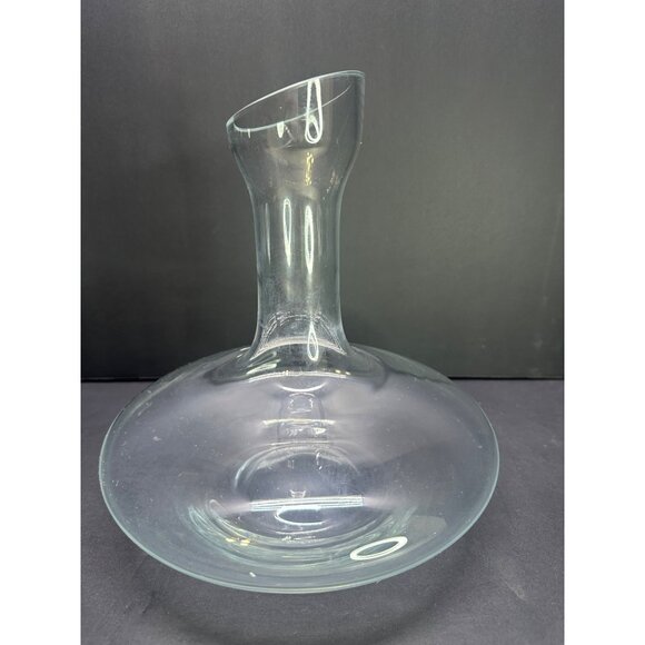 Vintage Clear Wine Glass Decanter Carafe Wide Bottom Barware 8" Tall - Picture 4 of 6